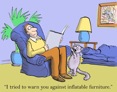 Cat said inflatable furniture was a mistake clipart