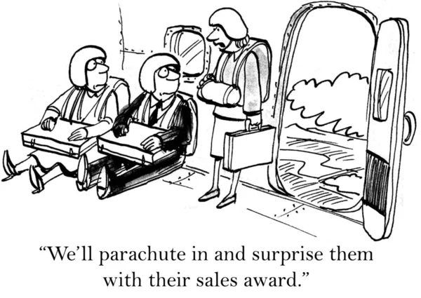 We parachute in en verrassen hen met hun award — Stockfoto