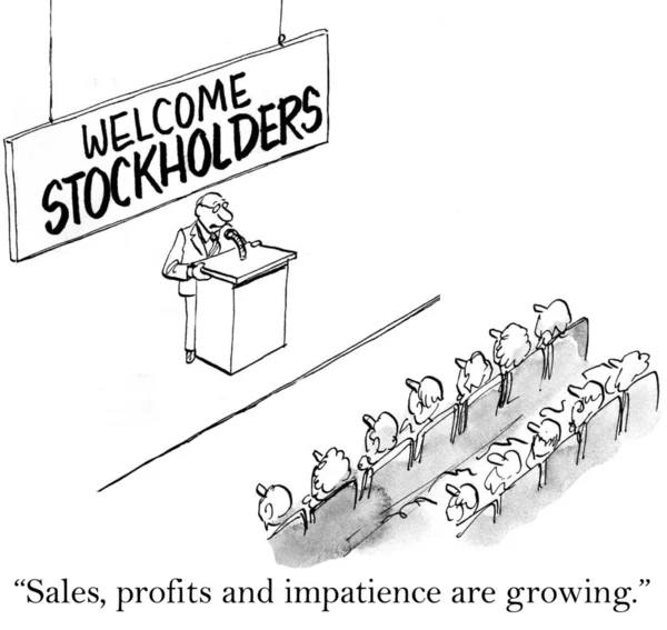 Sales, profits and impatience are growing stockholders — Stock Photo, Image