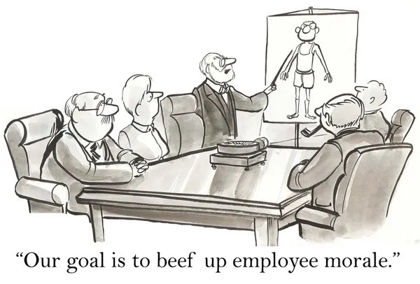 Our goal is to beef up employee morale — Stock Photo, Image