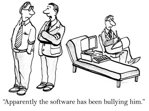 Ele é intimidado pelo software na terapia. — Fotografia de Stock