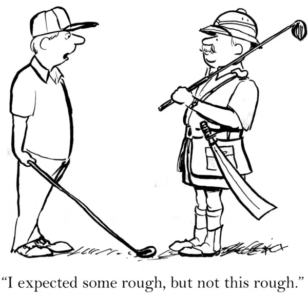 Um golfista não está preparado para um percurso difícil. — Fotografia de Stock