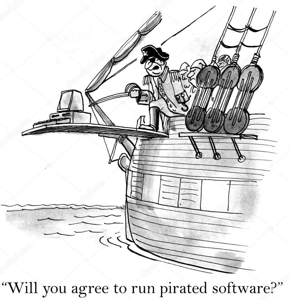 A pirate is making a desktop walk the plank