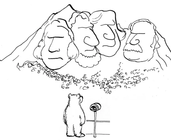 Un orso guarda il volto di Rushmore — Foto Stock