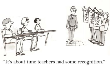 trompet selamı ile sınıf öğretmeni girer