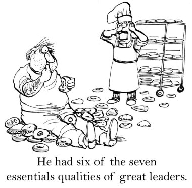Man with donuts is almost a great leader clipart