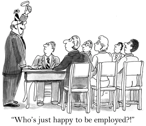 Usmívající se šéf chce oslavit zaměstnanosti — Stock fotografie