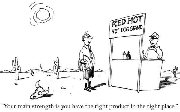 Varmkorv monter har en marknadschef med ett problem — Stockfoto