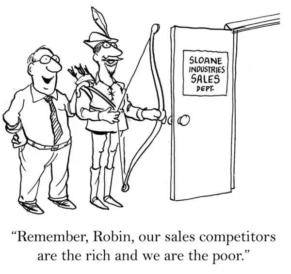 Rico y pobre con la competencia de ventas — Foto de Stock
