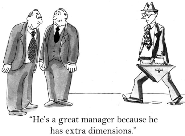 An executive compliments the skill of a manager