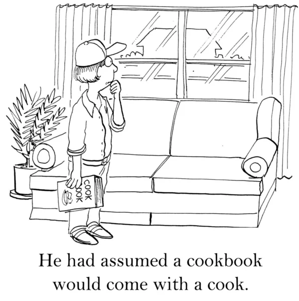 Hombre solitario espera atraer a alguien para cocinar — Foto de Stock