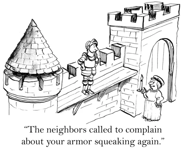 The neighbors don't like the knight making noise — Stock Photo, Image