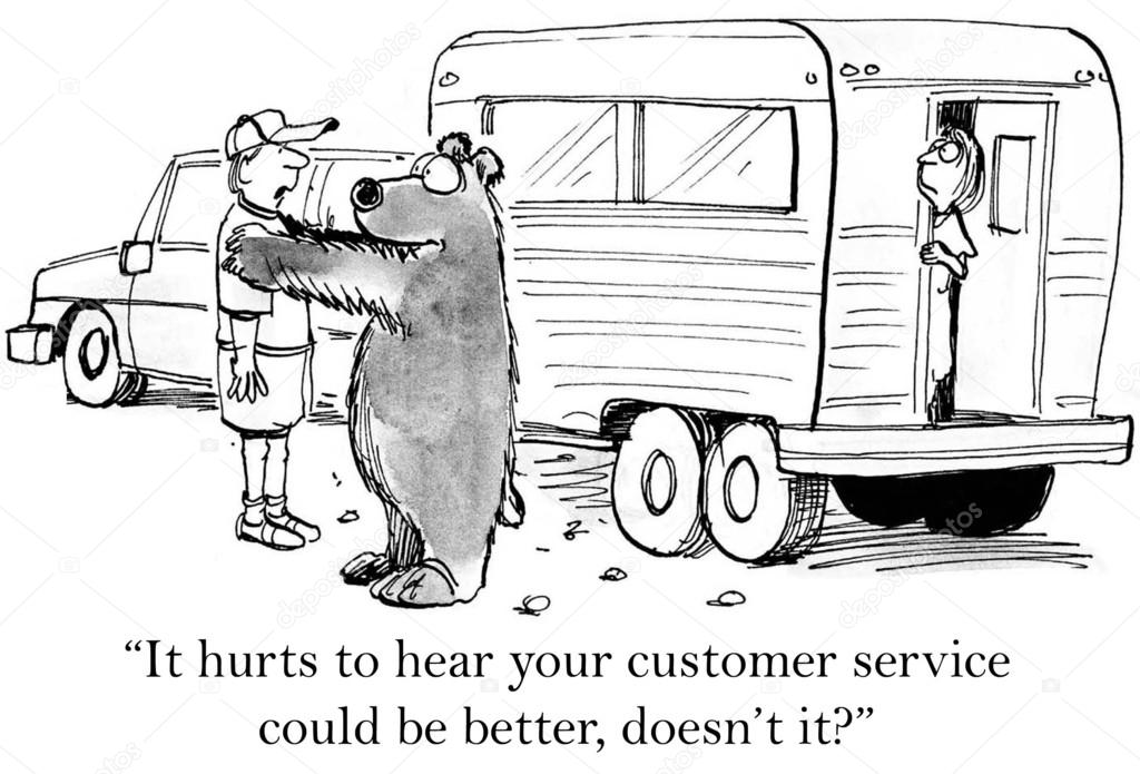 Man knows the bear is not good at service