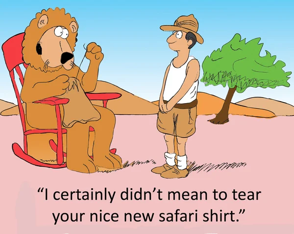 I certainly did not mean to tear your nice new safari shirt — Stock Photo, Image