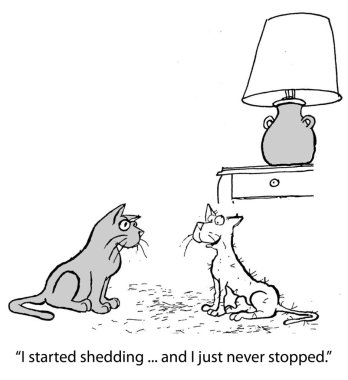 karikatür çizimi. kedi çok tutuyor
