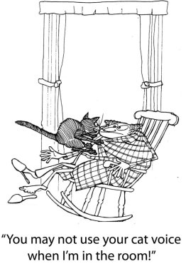 karikatür çizimi. erkek kedi sesi sürekli kullanıyor