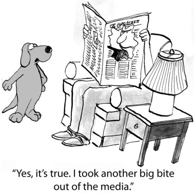 karikatür çizimi. birine konuşan köpek