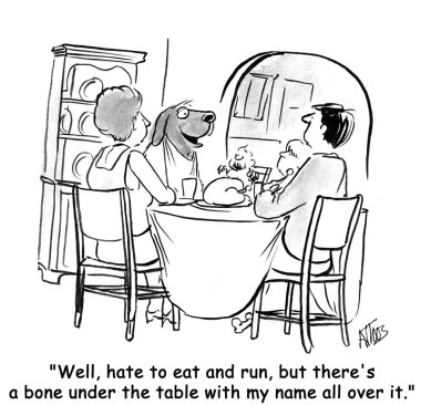 karikatür köpek ve bir aile