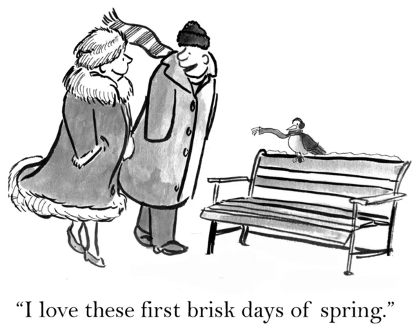 कार्टून उदाहरण. ब्रिक वसंत ऋतू दिवस — स्टॉक फोटो, इमेज