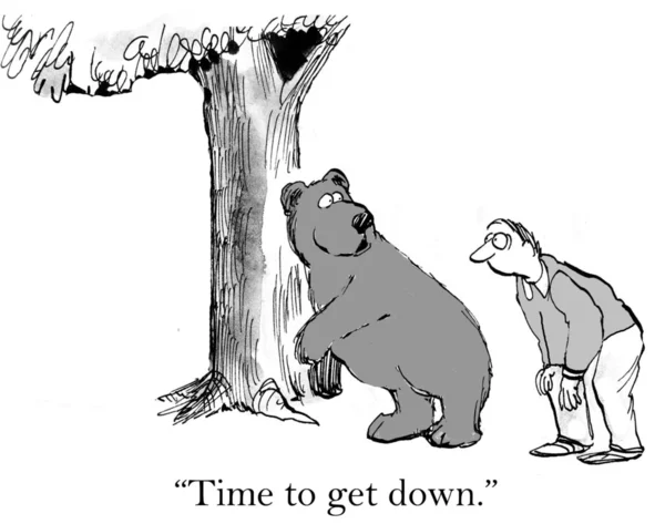 Cartoon-Illustration. Bär und Mensch auf allen Vieren — Stockfoto