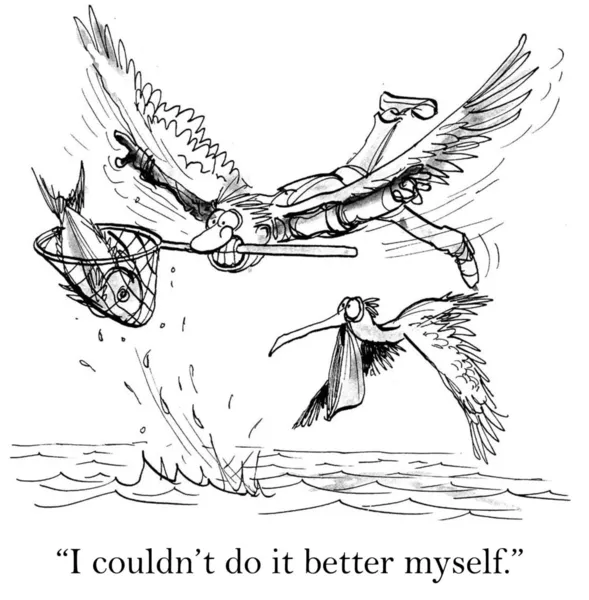Cartoon illustration. Fish catcher — Stock Photo, Image