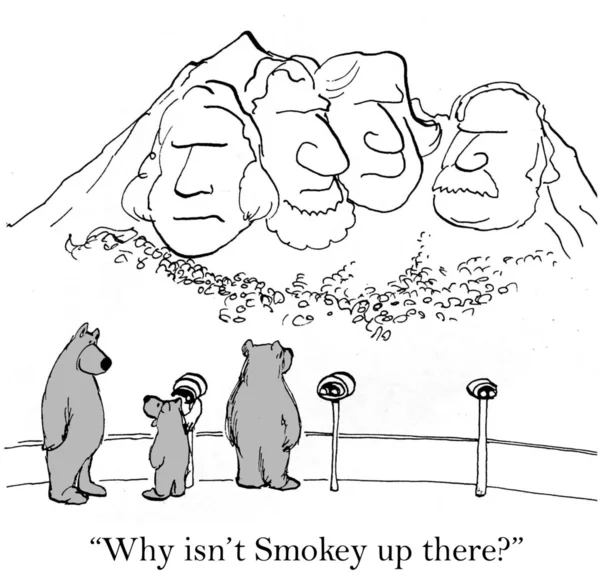 Cartoon-Illustration. Bären schauen auf Mount Rushmore — Stockfoto