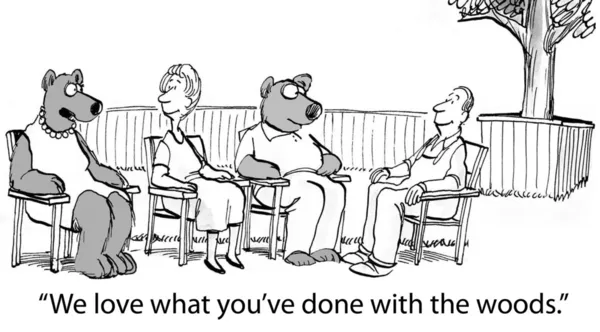 Cartoon illustration. Bears visit a new area — Stock Photo, Image