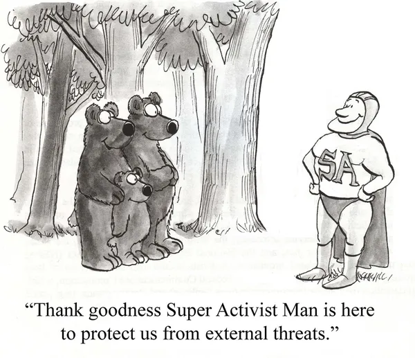 Cartoon illustration. Super Activist Man — Stock Photo, Image