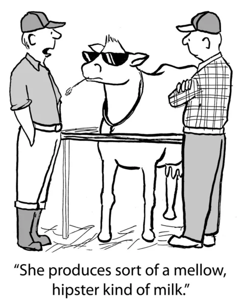 Cartoon illustration. Mellow hipster milk — Stock Photo, Image