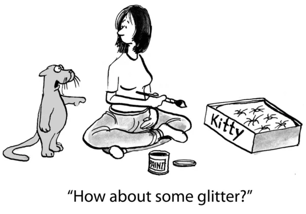 Kreslený obrázek. kočka chce glitter — Stock fotografie