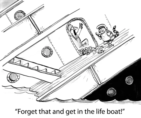 Cartoon illustration. The rats come out of the sinking Titanic. — Stock Photo, Image