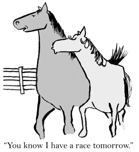 漫画のイラスト。牧場で2頭の馬 — ストック写真