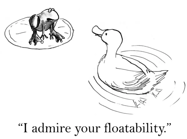 Kreslený obrázek. kachny a žáby na jezeře — Stock fotografie