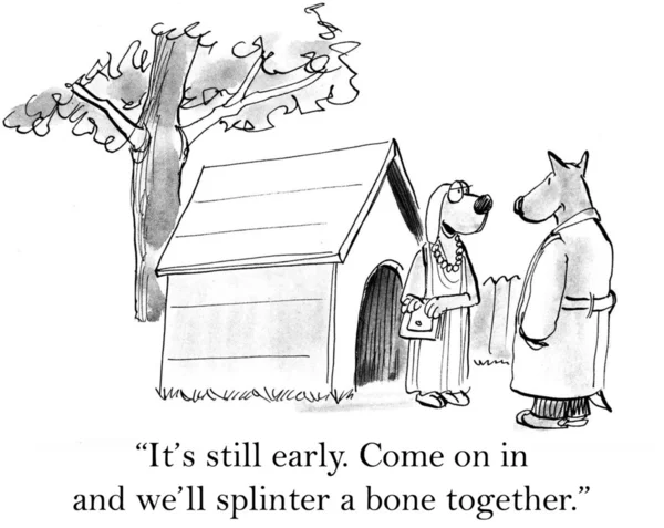 Cartoon illustration. Dogs out on date have bone — Stock Photo, Image