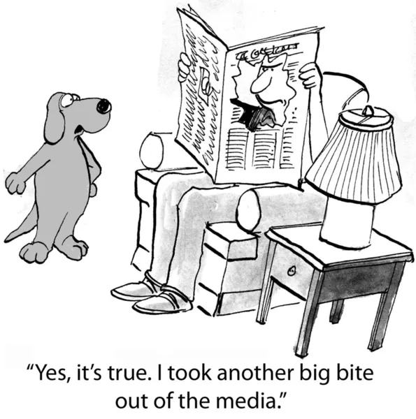 Cartoon illustratie. hond met een man spreken — Stockfoto