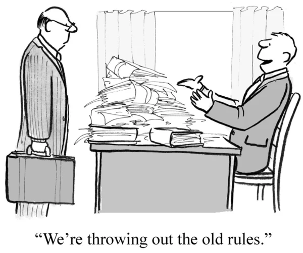 "We gooien de oude regels uit." — Stockfoto