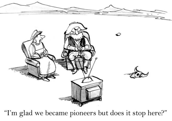 "I'm glad we became pioneers but does it stop here?" — ストック写真