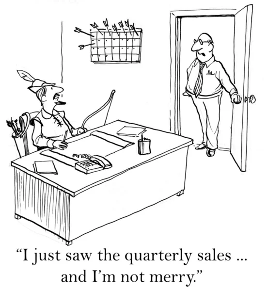 'I just saw the quarterly sales...and I'm not merry.' — Stock Photo, Image