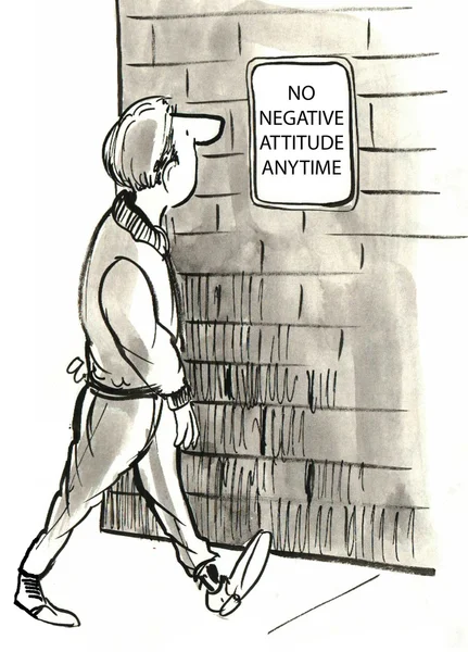 Cartoon illustration Negative Attitude sign — Stock Photo, Image
