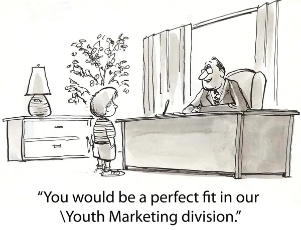 "You would be a perfect fit in our. Youth Marketing division." — Stock Photo, Image