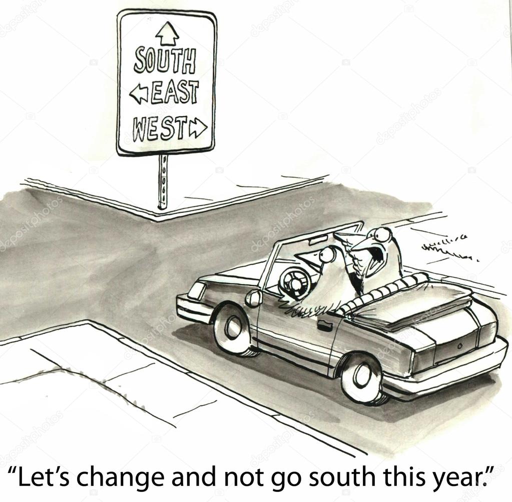 Cartoon illustration. Let's not go south
