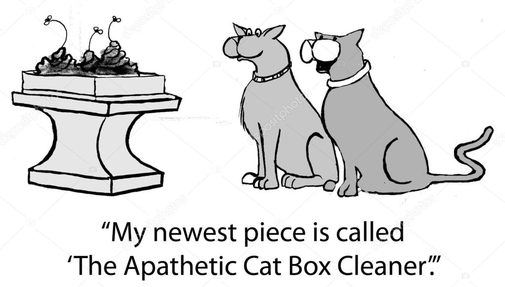 Cartoon illustration. New cat sculpture