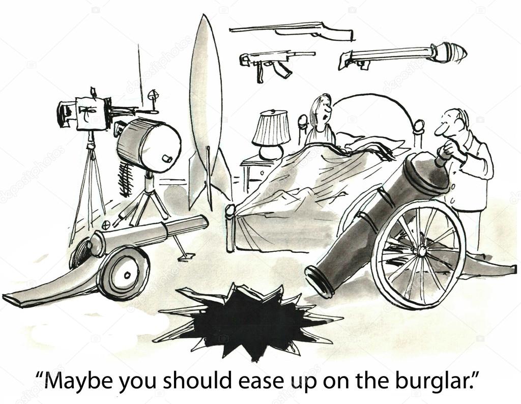 Cartoon illustration. Ease up on burglar