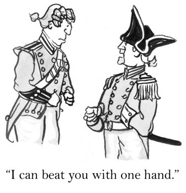 Cartoon illustration dispute between two soldiers clipart