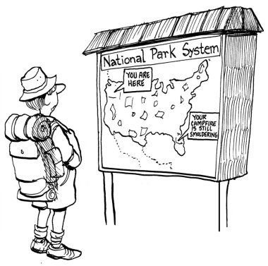 Cartoon illustration man looking at the map clipart
