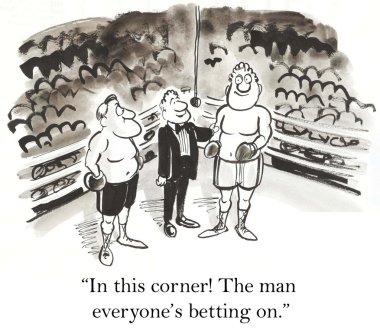 boksörler ringe. karikatür çizimi