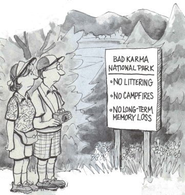 turistler bir Milli Park. karikatür çizimi