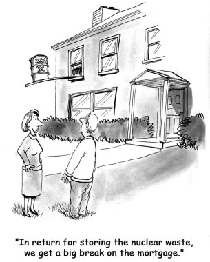 karikatür çizimi. insanlar ve zehirli atık varil