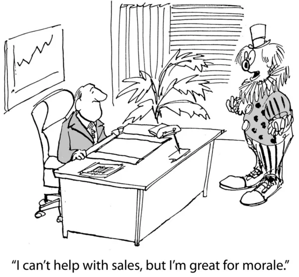 "I can't help with sales, but I'm great for morale." — Stock fotografie