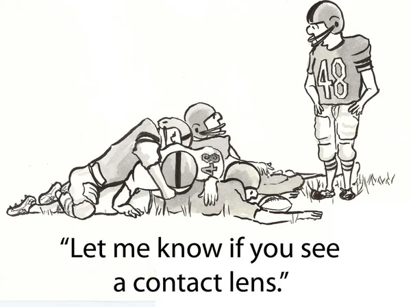 Cartoon illustration football player looks for lens — Stock Photo, Image